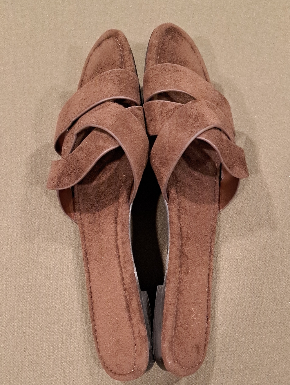 Simmi London Jade Brown Faux Suede Crossover Flats Sandals - Size: 10 - Picture 7 of 10